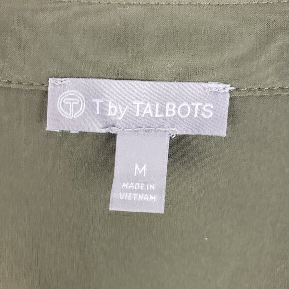 Talbots Lightweight Stretch Stand Collar Dress Olive Green Blouson UPF Size M - Picture 6 of 10